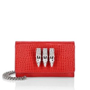 Philipp Plein Red Bag with Crystal Skulls